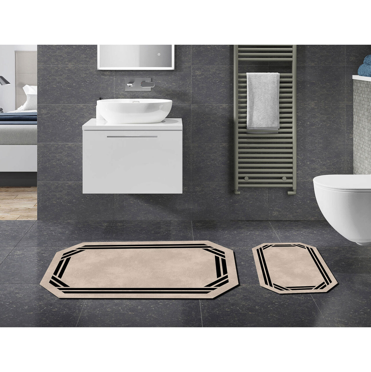 Set covorase de baie, L'essentiel Maison, 21020815Bj, Crem - imagine 6